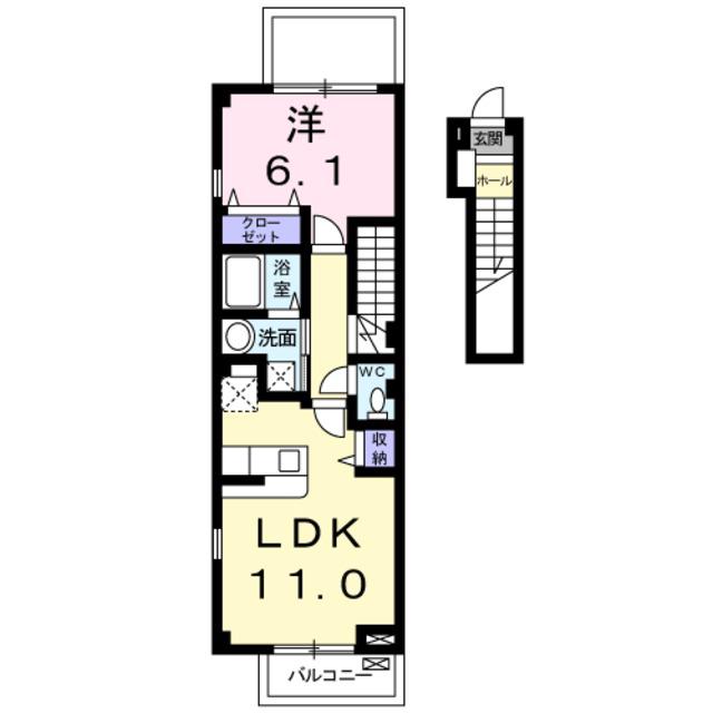 パステル(1LDK/2階)の間取り写真
