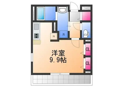 カレント・レジデンス(ワンルーム/2階)の間取り写真