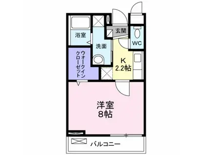 カレント・レジデンス(1K/2階)の間取り写真