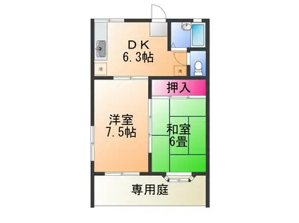 パークサイド津久野(2DK/1階)の間取り写真