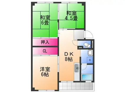 磯コーポ(3DK/2階)の間取り写真