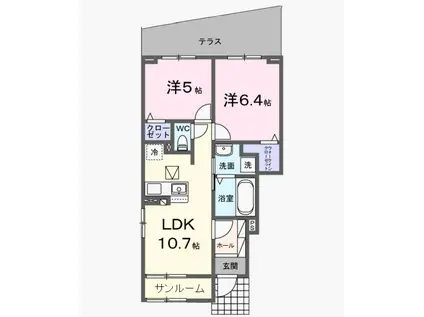 CASA FIKA(2LDK/1階)の間取り写真