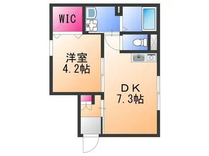 朝の春風とふんわりしっぽ(1DK/1階)の間取り写真