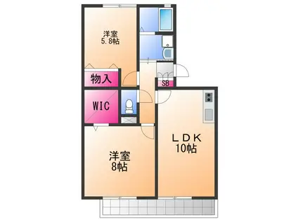 ロイヤルスクエアあむ2(2LDK/3階)の間取り写真