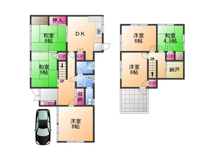 南海電鉄泉北線 和泉中央駅 徒歩50分 2階建 築53年(6SDK)の間取り写真