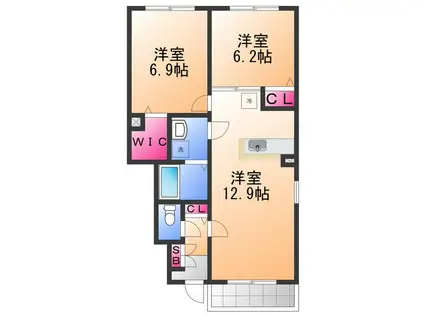 ネオビヤンⅡ(2LDK/1階)の間取り写真