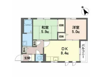 サニーコーポ(2DK/2階)の間取り写真