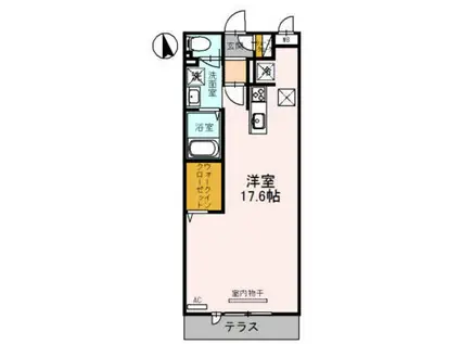 パティオ鳳(ワンルーム/1階)の間取り写真