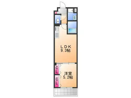 クリエオーレ南上町(1LDK/1階)の間取り写真