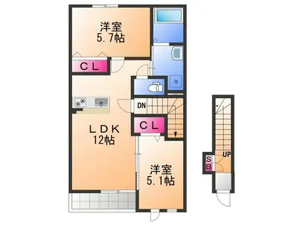 ロックフィールド(2LDK/2階)の間取り写真