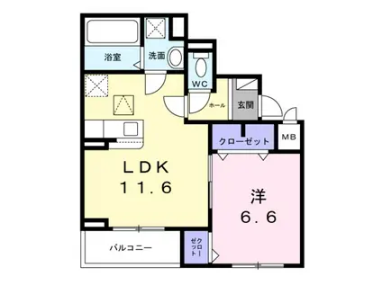 コンパル・りんくう(1LDK/1階)の間取り写真