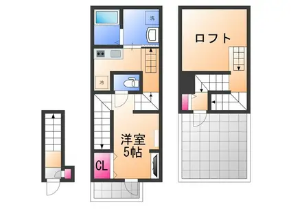 あんしんHOUM浜寺石津15-1001(1K/2階)の間取り写真