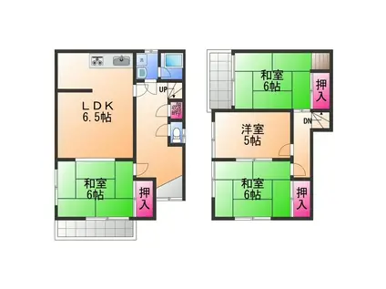 阪和線 信太山駅 徒歩21分 2階建 築44年(4DK)の間取り写真