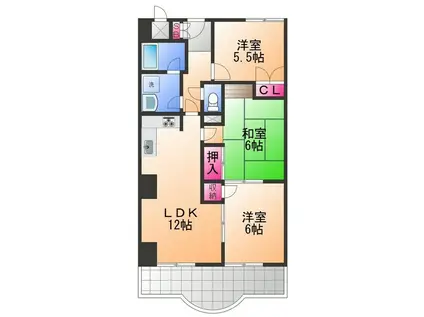 フィアテル岸和田(3LDK/4階)の間取り写真