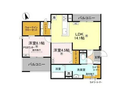 パサログランデ羽衣(2LDK/2階)の間取り写真