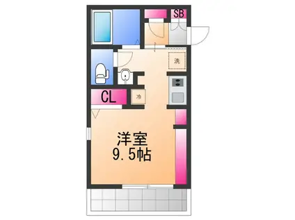 カーサバウム(ワンルーム/2階)の間取り写真