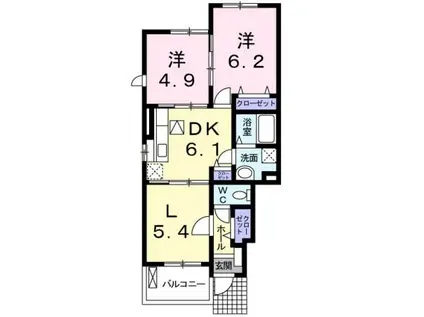 サニ-パ-クⅢ(2LDK/1階)の間取り写真