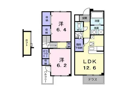 カメーリア1番館(2LDK/1階)の間取り写真