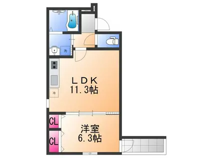 フジパレス高石加茂(1LDK/1階)の間取り写真