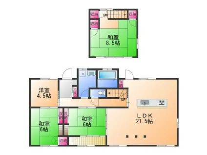 阪和線 熊取駅 徒歩15分 2階建 築56年(4LDK)の間取り写真