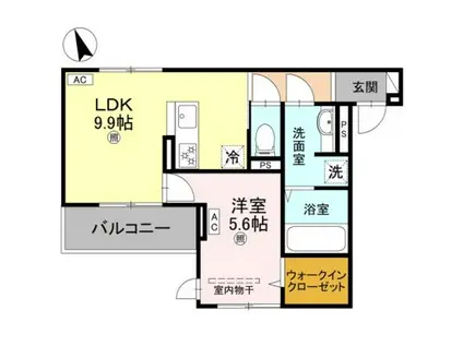 パサログランデ鳳中町(1LDK/3階)の間取り写真