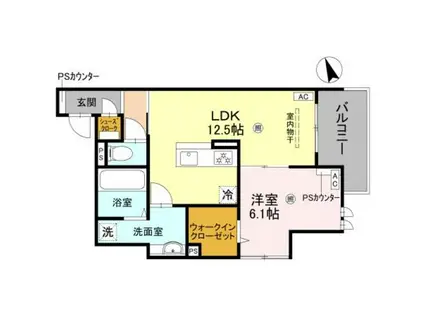 パサログランデ鳳中町(1LDK/3階)の間取り写真