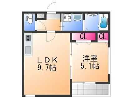 フジパレス泉大津Ⅴ番館(1LDK/3階)の間取り写真