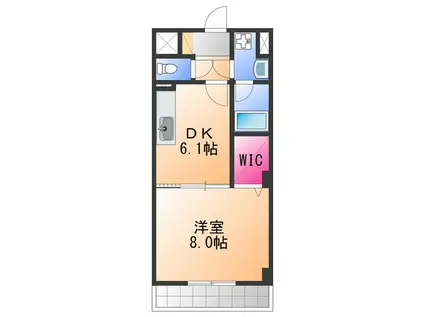 エバーヒルズ S棟(1DK/1階)の間取り写真