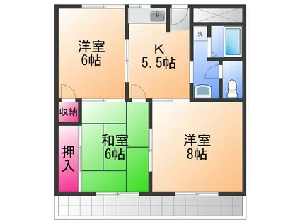 ヴェルディHAL(3K/3階)の間取り写真