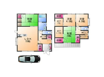 阪和線 富木駅 徒歩12分 2階建 築29年(4LDK)の間取り写真