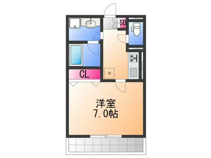 ディーオモンテ(1K/2階)の間取り写真