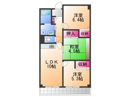 クリーンハイツ・助松(3LDK/3階)の間取り写真