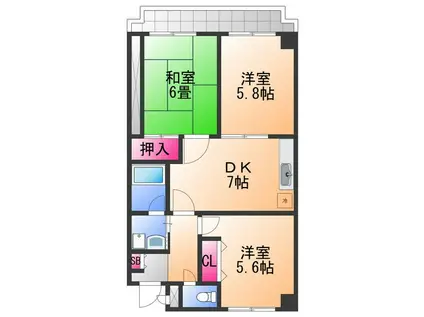 パークアベニュー 中井(3DK/1階)の間取り写真