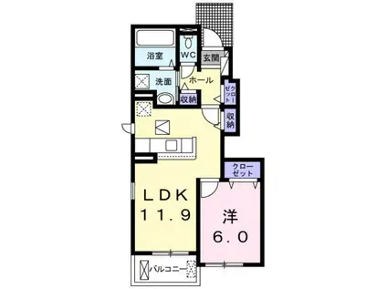 フリーデⅢ(1LDK/1階)の間取り写真