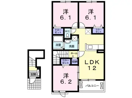 レスペランス1(3LDK/2階)の間取り写真