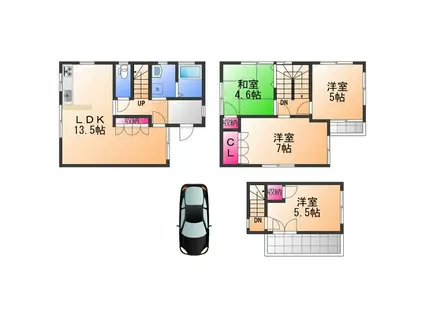 阪和線 和泉府中駅 徒歩15分 3階建 築31年(4LDK)の間取り写真