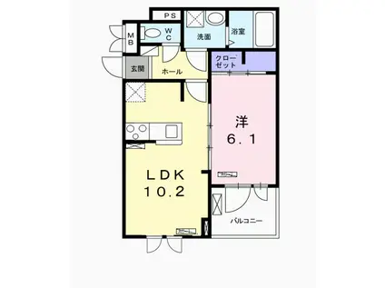 ブランドール久米田Ⅴ(1LDK/2階)の間取り写真