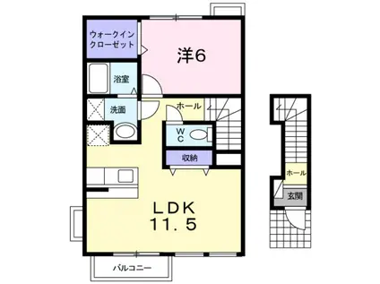 イーストⅡ(1LDK/2階)の間取り写真