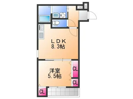 フジパレス春木駅北Ⅲ番館(1LDK/2階)の間取り写真