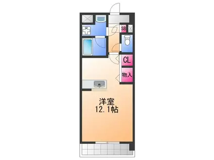 ハニーエストゥディオ(ワンルーム/3階)の間取り写真