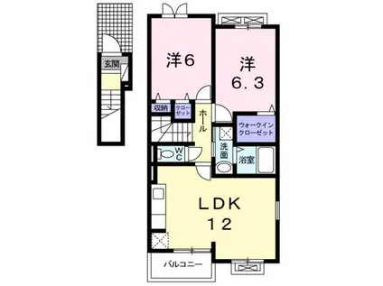 ユニゾン(2LDK/2階)の間取り写真
