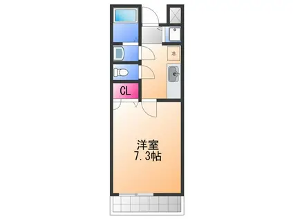 ワイズ クレスト 久米田(1K/2階)の間取り写真