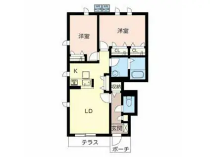 シャーメゾン華(2LDK/1階)の間取り写真