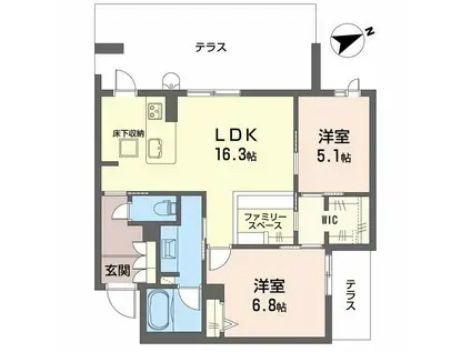 アルテーヌ浜寺元町(2LDK/1階)の間取り写真