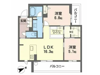 アルテーヌ浜寺元町(2LDK/2階)の間取り写真