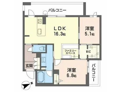 アルテーヌ浜寺元町(2LDK/2階)の間取り写真