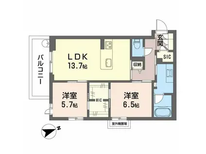 アルテーヌ浜寺元町(2LDK/3階)の間取り写真
