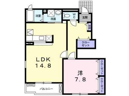 サンオーク(1LDK/1階)の間取り写真