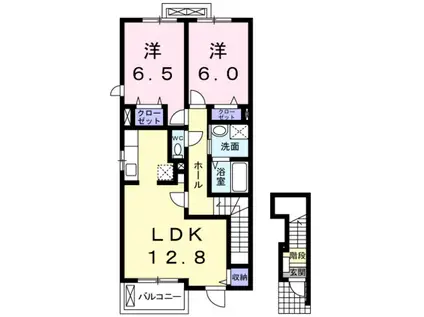 ザオバーレイ(2LDK/2階)の間取り写真