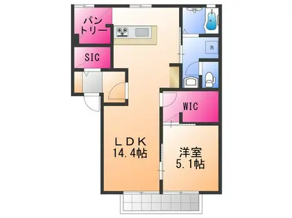 メゾンモンハイム南(1LDK/2階)の間取り写真